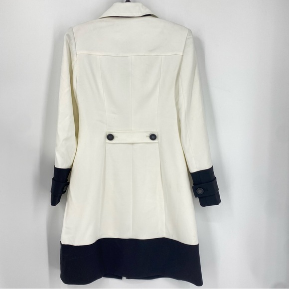 White House Black Market Colorblock Coat Ecru/Black SZ XS NWOT - Picture 7 of 9